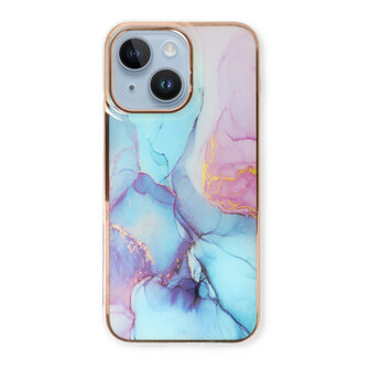 iPhone 15 Pro - Marmer Back Cover - Blauw