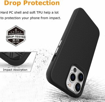 iPhone 15 Pro Max Zwart - Anti Slip Matte Armor