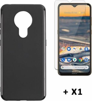 Nokia 5.3 - Back Cover &amp;amp; Glas - Zwart