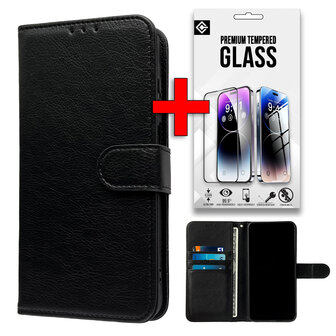 Motorola G15 - Zwart - Book Case &amp;amp; Glas