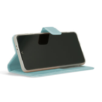 iPhone 15 Pro - Book Case &amp;amp; Full Glas - Licht Blauw