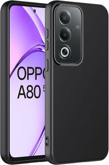 Oppo A80 - Siliconen Back Cover - Zwart