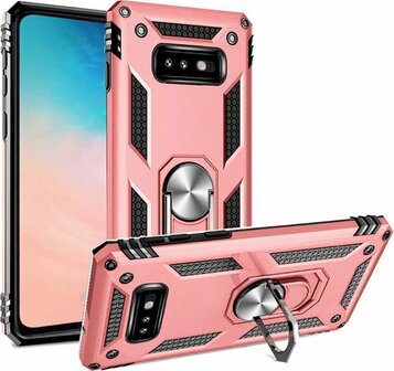 Samsung S10E - Armor met Kickstand Ring - Ros&eacute;goud