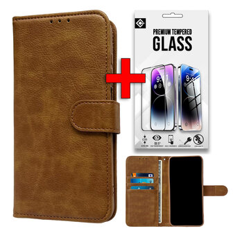 Motorola G15 - Bruin - Book Case &amp;amp; Glas