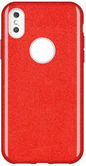 iPhone XR - Glitter Back Cover - Rood