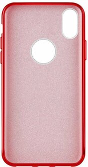 iPhone XR - Glitter Back Cover - Rood