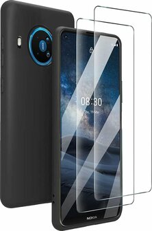 Nokia 8.3 - Back Cover &amp;amp; 2X Glas - Zwart