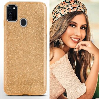 Samsung A20S - Glitter Back Cover - Goud