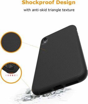 iPhone XR Zwart - Anti Slip Matte Armor