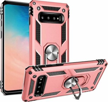 Samsung S10 - Armor met Kickstand Ring - Ros&eacute;goud