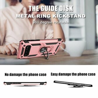 Samsung S10 - Armor met Kickstand Ring - Ros&eacute;goud