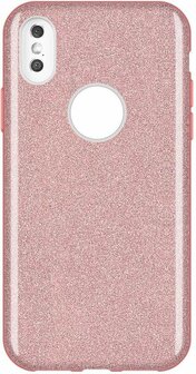 iPhone XR - Glitter Back Cover - Roze