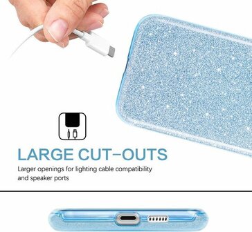 Samsung S22 Plus - Glitter Back Cover - Blauw