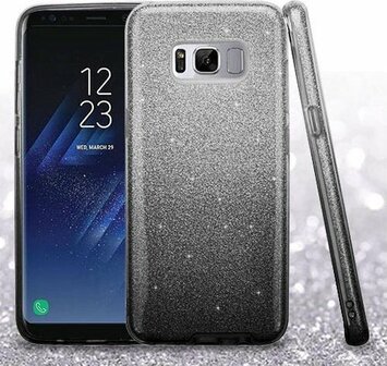 Samsung S8 - Glitter Back Cover - Zwart &amp;amp; Zilver