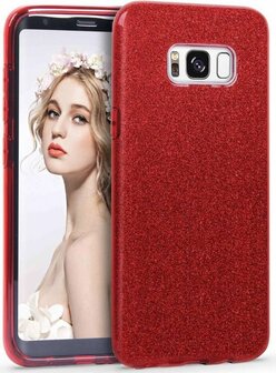 Samsung S8 - Glitter Back Cover - Rood