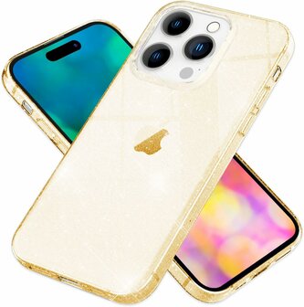 iPhone 15 Pro Max - Glitter Back Cover - Goud