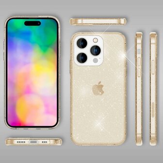 iPhone 15 Pro - Glitter Back Cover - Goud