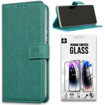 iPhone 15 Pro Max - Book Case &amp;amp; Glas - Turquoise