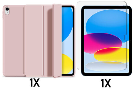 iPad 2025 &amp;amp; 2022 (11/10 Gen) - Roze - Smart Cover &amp;amp; Glas