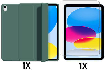 iPad 2025 &amp;amp; 2022 (11/10 Gen) - Groen &amp;amp; Glas - Smart Cover