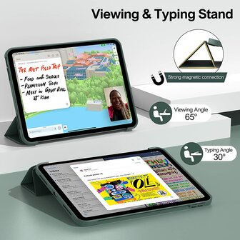 iPad 2025 &amp;amp; 2022 (11/10 Gen) - Groen &amp;amp; Glas - Smart Cover