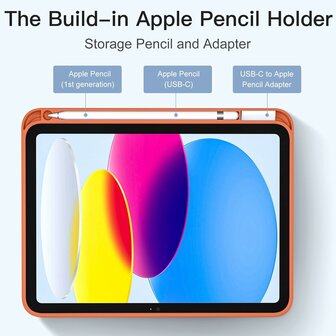 iPad 2025 &amp;amp; 2022 (11/10 Gen) - Oranje - Smart Cover met Pen Slot