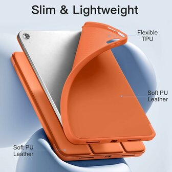 iPad 2025 &amp;amp; 2022 (11/10 Gen) - Oranje - Smart Cover met Pen Slot