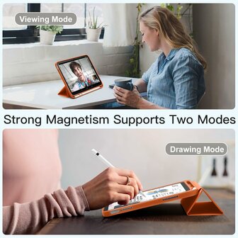 iPad 2025 &amp;amp; 2022 (11/10 Gen) - Oranje - Smart Cover met Pen Slot