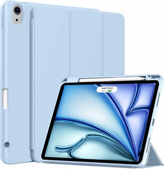 iPad Air (11 inch 2024 &amp;amp; 2025) - Licht Blauw - Smart Cover met Pen Slot