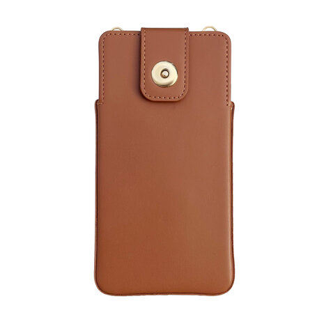 iPhone XR Bruin - Schouder Tas - Rits &amp; Koord