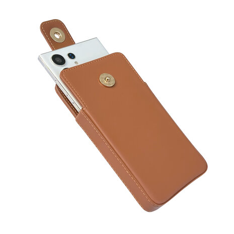 iPhone 15 Pro Bruin - Schouder Tas - Rits &amp; Koord