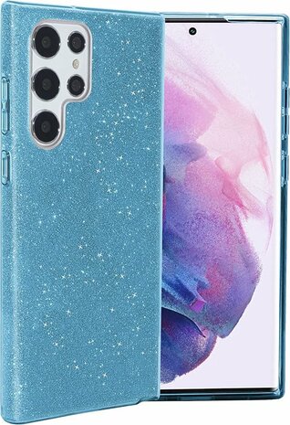 Samsung Galaxy S25 Ultra - Blauw - Glitter Back Cover