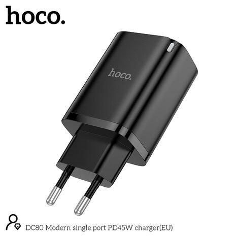 Hoco - DC80 - 45W Fast Charge - Zwart