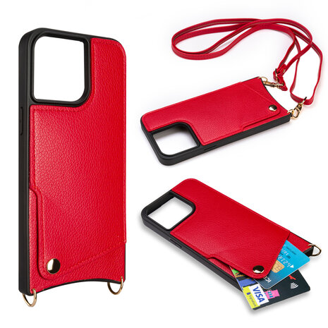 iPhone 15 Pro Rood - Back Cover met Bandje