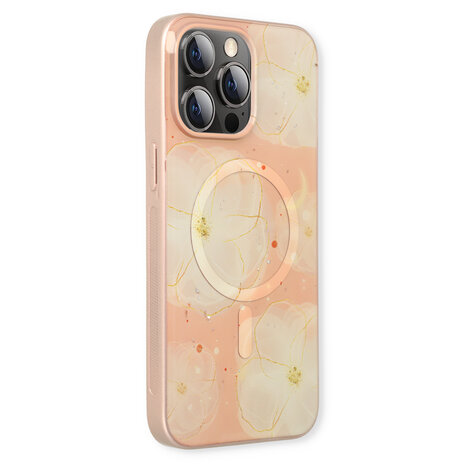 iPhone 15 Pro Roze - MagSafe TPU Marmer