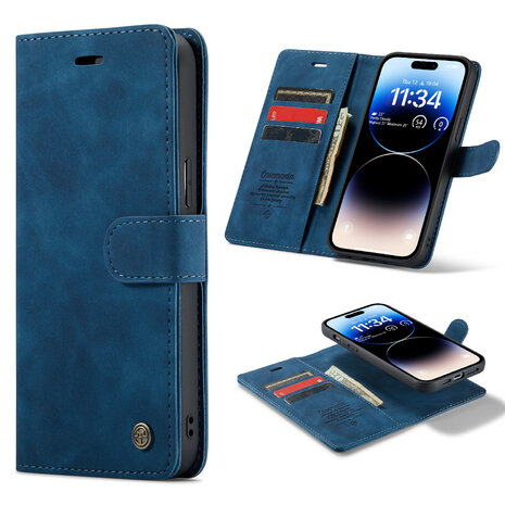 iPhone 15 Pro Max Navy Blue- 2 in 1 Book Case