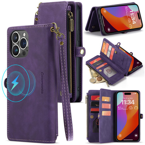 iPhone 15 Pro Deep Purple - MagSafe Book Case met Rits