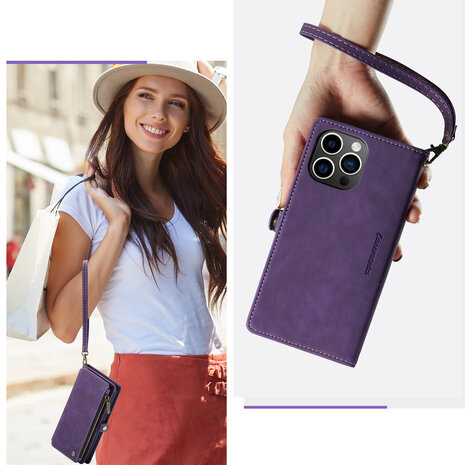 iPhone 15 Pro Deep Purple - MagSafe Book Case met Rits