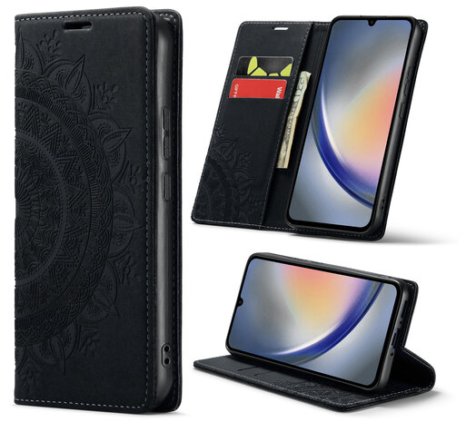 Samsung A15 - Charcoal Gray - Mandala Book Case