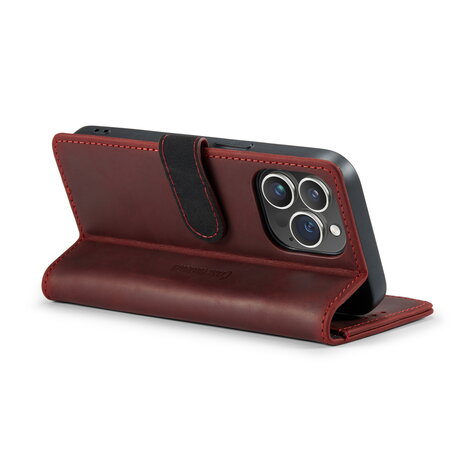 iPhone 15 Pro Rood - Lederen Book Case