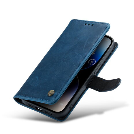 iPhone 14 Pro Max Blauw - Lederen Book Case