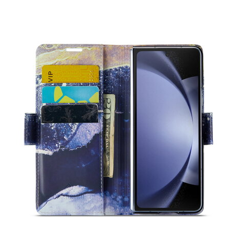 Samsung Z Fold 5 Blue Sodalite - Marmer Book Case