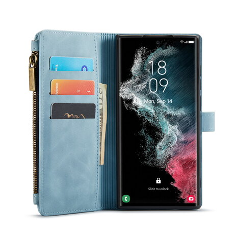 Samsung S25 Ultra - Aqua Blue - Book Case met Rits