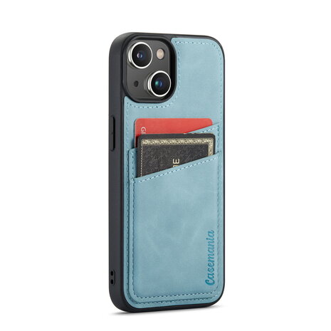 iPhone 14 - Back Cover met Kaarthouder - Aqua Blue