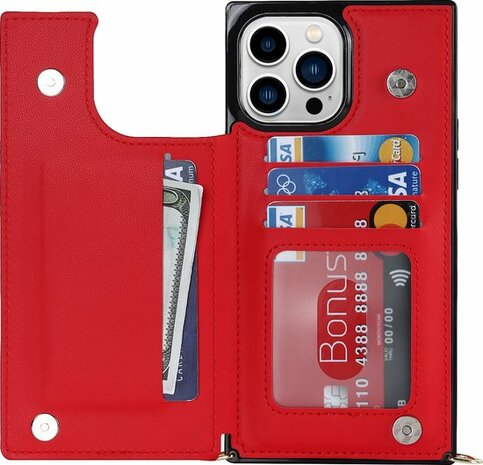 iPhone 15 Pro Max Rood - Back Cover met Koord