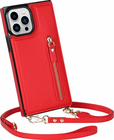 iPhone 15 Pro Max Rood - Back Cover met Koord