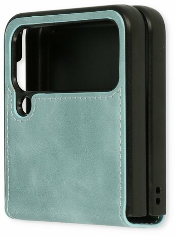 Samsung Z Flip 4 Aqua Blue - Kunstlederen Back Cover