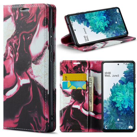 Samsung A34 Red Rhodonite - Marmer Book Case