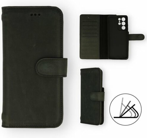 Samsung S21 Ultra Zwart - Lederen Book Case