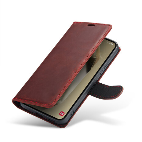 Samsung S24 Plus Crimson Red - Leather Book Case